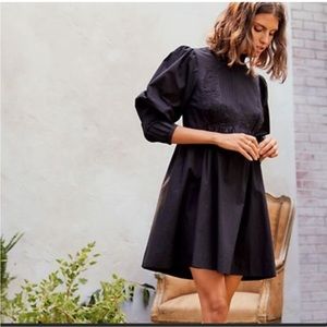 Kate Hudson~Happy x Nature clothing line~ black embroidered open back mini dress